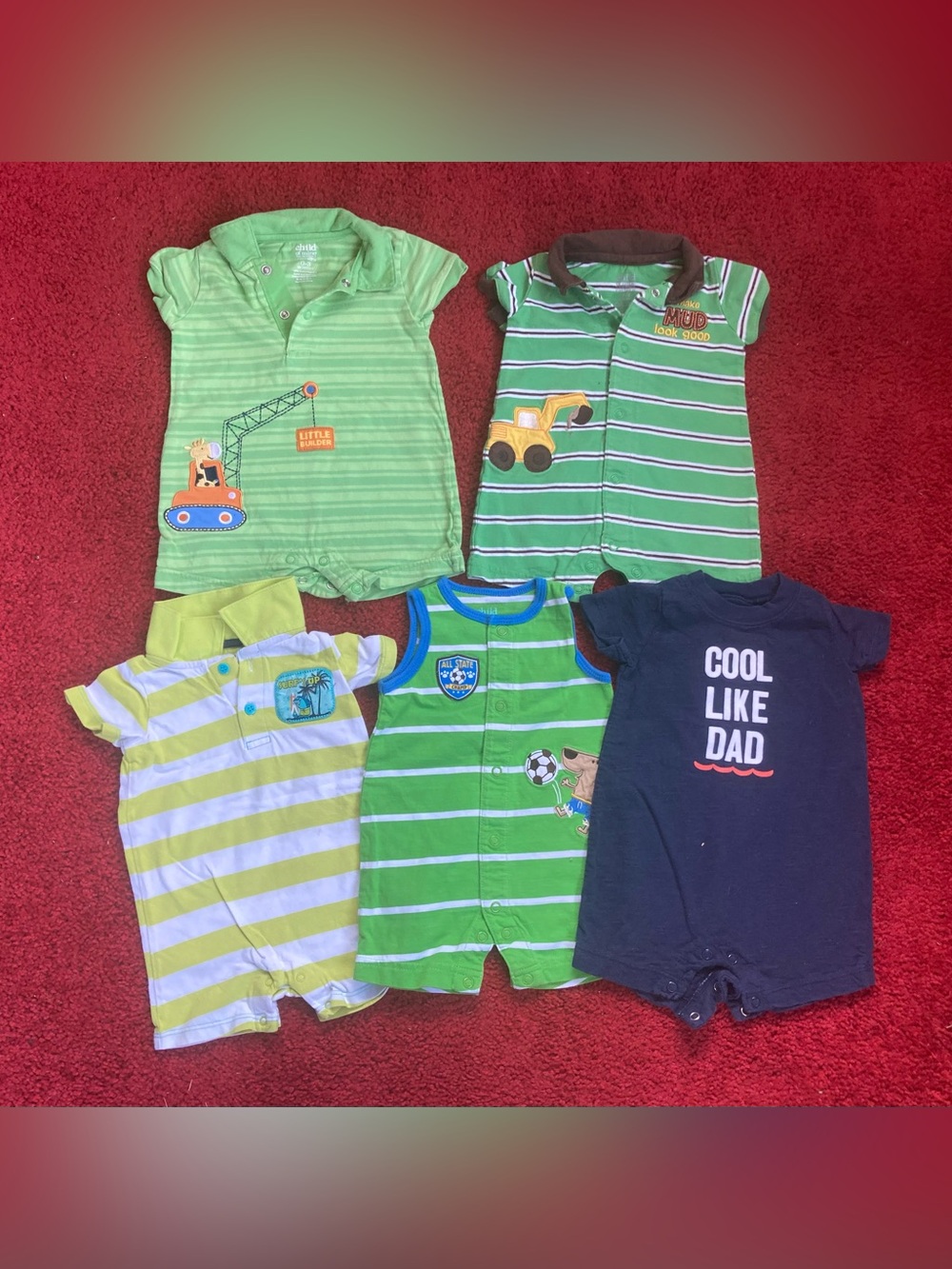 BabiesRUs, Carters Bundle of Baby Rompers 100% Cotton Size 0-3M Summer Outfits